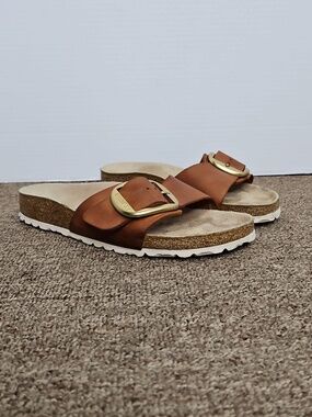 BIRKENSTOCK Madrid Big Buckle Slide Sandal Cognac Leather Size 37 / 6
